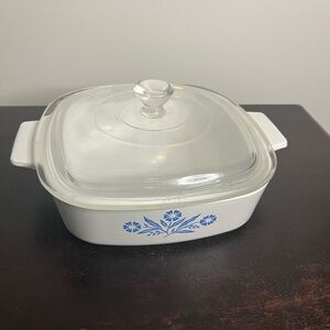 Corningware “Blue Cornflower” 1Q Casserole with Pyrex Glass Lid
